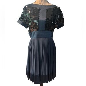 Just Cavalli Silk Dress Deep Blue Pleated Sequin EU 46 Party Designer Evening